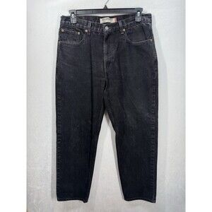 Levis 550 Jeans Mens 34x32 Black Relaxed Fit Slight Taper 100% Cotton Denim